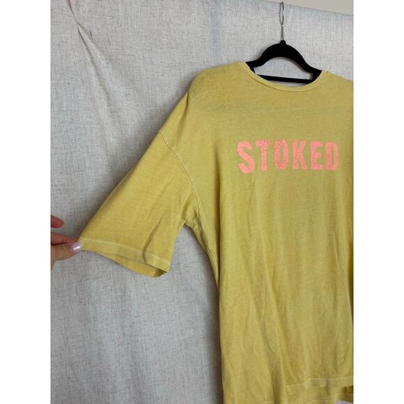 Billabong Stoked Yellow Graphic T-Shirt Size Small - Picture 2 of 7